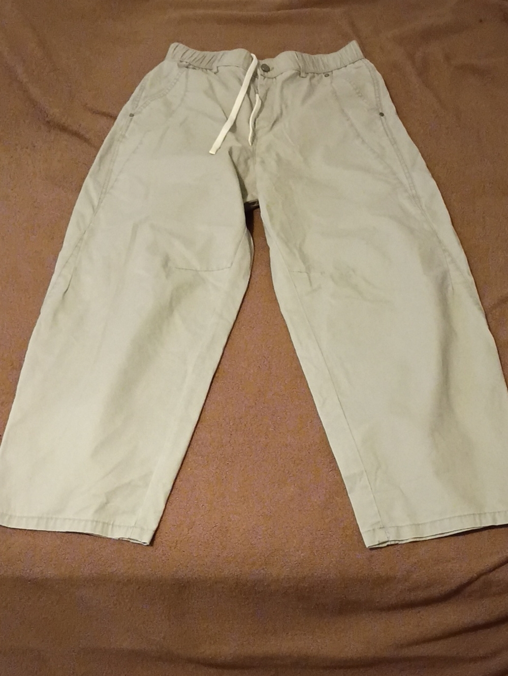 Men's Relaxed Drawstring Chinos in Light Khaki